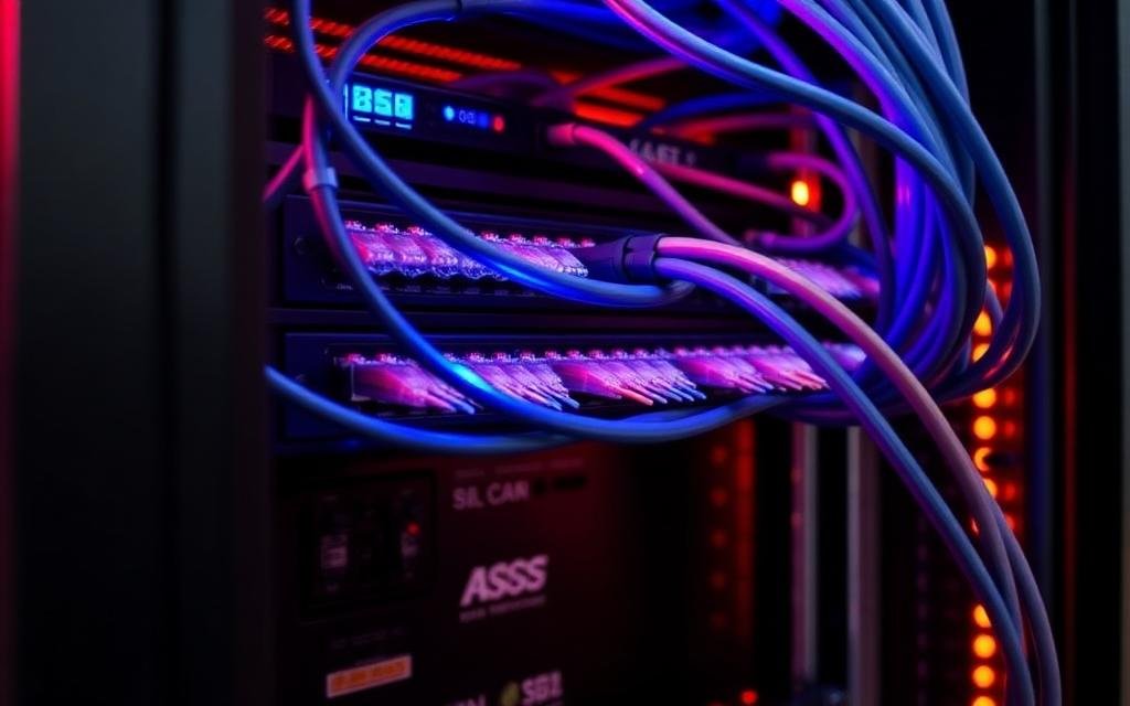 Structured network cabling in a UAE office server rack