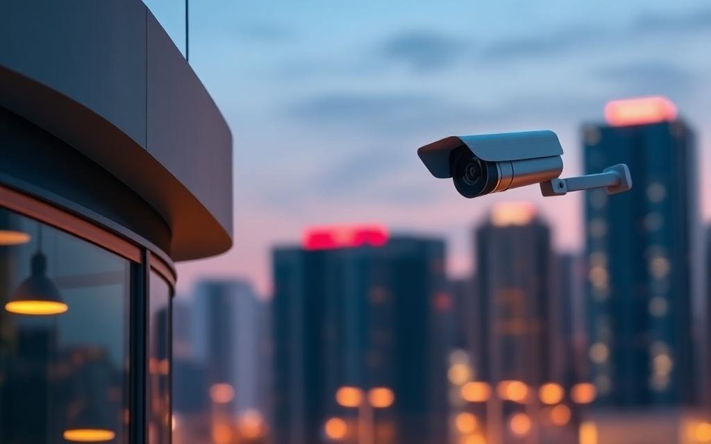 Modern CCTV camera installed on a Dubai building